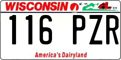 WI license plate 116PZR
