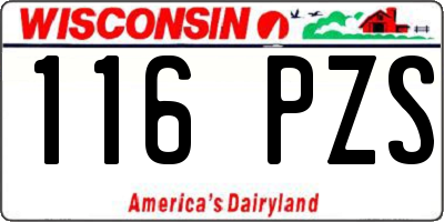 WI license plate 116PZS