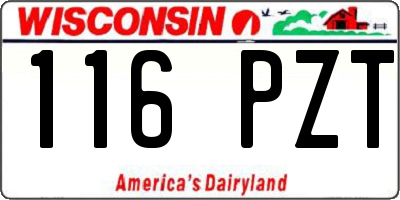 WI license plate 116PZT