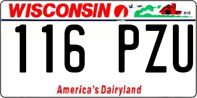 WI license plate 116PZU