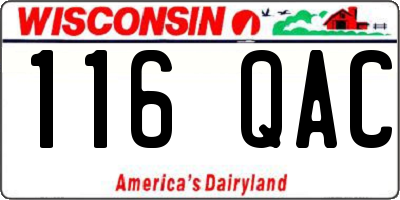WI license plate 116QAC