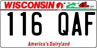 WI license plate 116QAF