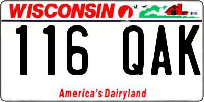 WI license plate 116QAK