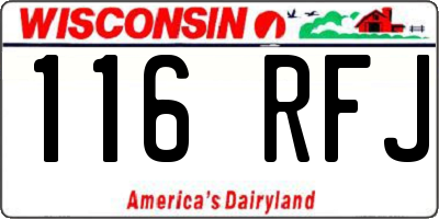 WI license plate 116RFJ