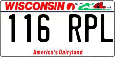 WI license plate 116RPL