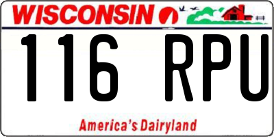 WI license plate 116RPU