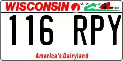 WI license plate 116RPY