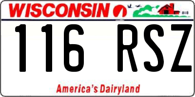 WI license plate 116RSZ