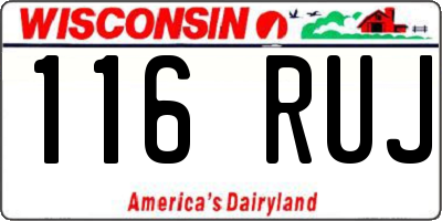 WI license plate 116RUJ