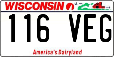 WI license plate 116VEG