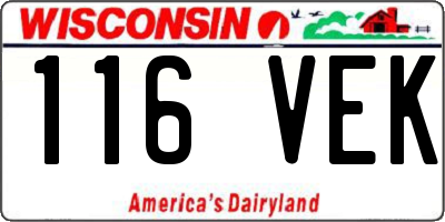 WI license plate 116VEK