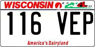 WI license plate 116VEP