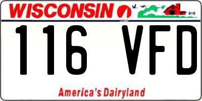 WI license plate 116VFD