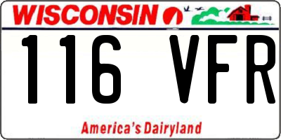 WI license plate 116VFR
