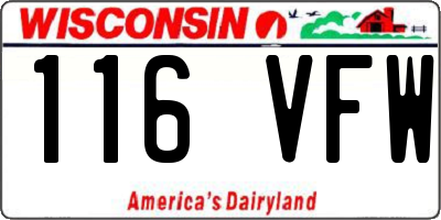 WI license plate 116VFW