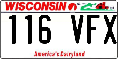 WI license plate 116VFX