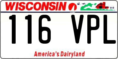 WI license plate 116VPL