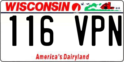 WI license plate 116VPN
