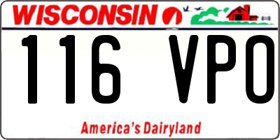 WI license plate 116VPO