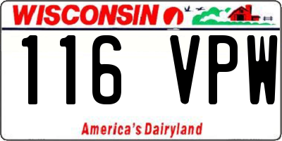 WI license plate 116VPW