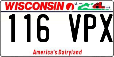 WI license plate 116VPX