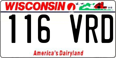 WI license plate 116VRD