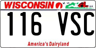WI license plate 116VSC