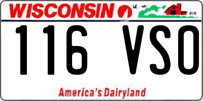 WI license plate 116VSO