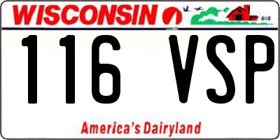 WI license plate 116VSP