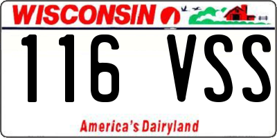 WI license plate 116VSS