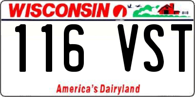 WI license plate 116VST