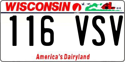 WI license plate 116VSV