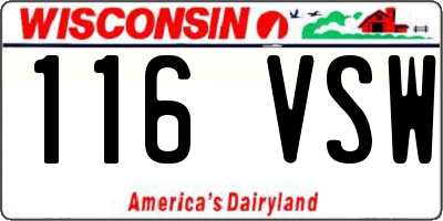 WI license plate 116VSW