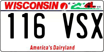 WI license plate 116VSX