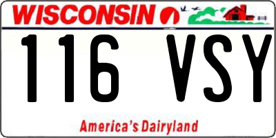 WI license plate 116VSY