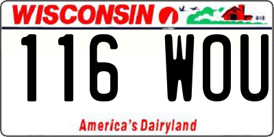 WI license plate 116WOU