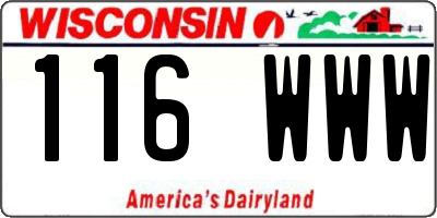 WI license plate 116WWW