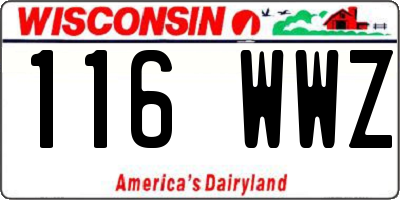 WI license plate 116WWZ