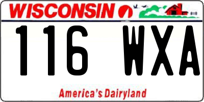 WI license plate 116WXA
