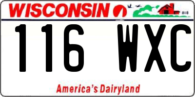 WI license plate 116WXC