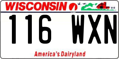 WI license plate 116WXN