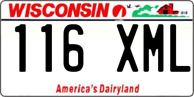 WI license plate 116XML