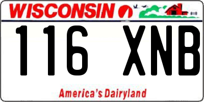 WI license plate 116XNB