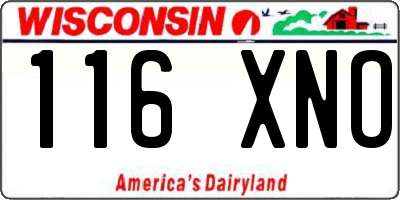 WI license plate 116XNO