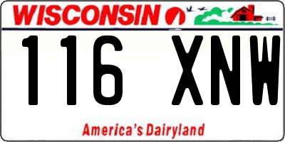 WI license plate 116XNW