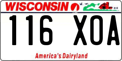 WI license plate 116XOA