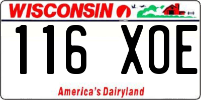 WI license plate 116XOE