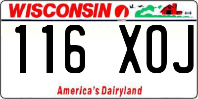 WI license plate 116XOJ