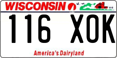 WI license plate 116XOK