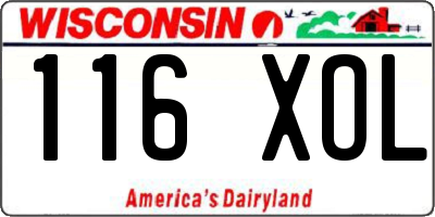 WI license plate 116XOL
